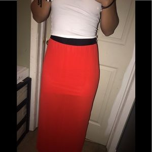 Red BEBE maxi skirt!
